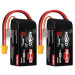 HOOVO 3S Lipo Battery, 11.1V 2200mAh 80C Shorty RC Battery, Softcase with XT60 Connector Compatible with Drone RC Airplane Helicopter Quadcopter FPV RC Car,2 Pack