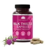 Saptamveda Natural Milk Thistle Extract with 1000mg(60 Capsules - Pack of 1) | 80% Silymarin Cleanses & Detox Liver For Men & Women, Promotes Healthy Cholesterol