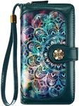 Coco Rossi Wallets for Women Multi Card Holder Wallet Clutch Wallet Card Holder Organizer Ladies Purse with Wrist Strap Purse, Mandala Nebula, Long Purse, Mandala Nebula