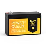 Power Queen 12.8V 6Ah Lithium Iron Phosphate LiFePO4 Battery, IP65 Protection Class, Deep Cycle Battery with Built-in 6A BMS & 2000+ Long Cycle Life Perfect for Kid Scooters, Power Tools, Marine Boats