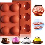 Semi Sphere Silicone Chocolate Mold 2 Pack 6-Cavity Baking Mould for Making Hot Chocolate Bombs Valentine's Day Cake Jelly Dome Mousse Soap (Large)