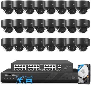 4COVR 4K PoE 32 Channel Security Camera System AI Human Vehicle Detection, 24Pcs 8MP IK10 Vandal-Proof Dome IP Camera IP67 with Mic, 4K UHD NVR 8TB HDD, Commercial Surveillance Outdoor, LY54AB8M3224