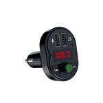 TechICS Bluetooth FM Transmitter, Car Radio Audio Adapter MP3 Player Handsfree Car Kit with Dual USB Ports 5V/3.4A, LED Display Car Voltage, Play TF Card, Black