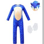 TBNRFrags Boys Sonic The Hedgehog Classic Childs Cosplay Costume Kids Game Fancy Dress Girls Jumpsuit (blue, 6-7 Years)