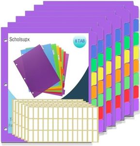 Binder Dividers for 3 Ring Binder, 8 Tab Set, Durable Plastic Tabs with Tabs, Customizable with 42 Labels, Assorted Colors for Office, School, Letter Size