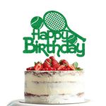 Dxsdgetue Tennis Cake Topper Tennis Cake Decorations for Boys Men Tennis Player Cake Toppers Racket Ball Sport Theme Happy Birthday Party Supplies Green