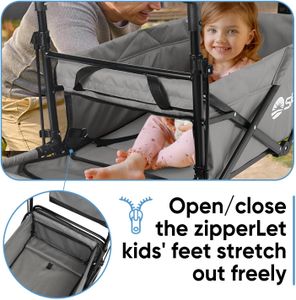 Sekey Kids Folding Wagon with Canopy – Shockproof Wheels, 100kg Capacity, Grey