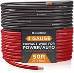 InstallGear 4 Gauge Wire - 50 feet 4 AWG Battery Cable - Copper Clad Aluminum (CCA) Battery Wire for Car Audio, Amplifier Power, 4 Gauge Battery Cables, and Ground Applications