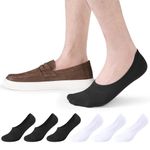 Closemate Mens No Show Socks 6 Pairs Womens White Invisible Low Cut Non Slip Casual Short Socks for Loafer(3Black3White, Size M)