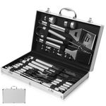 26-Piece BBQ Grill Accessories Set | Ultimate Grilling Tools for Men - Heavy Duty Stainless Steel BBQ Utensils Kit with Aluminum Case & Grill Brush for Dad on Birthday & Christmas