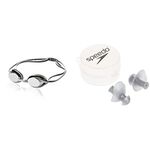 Speedo Vanquisher 2.0 Plus Goggle - Mirrored Silver + Speedo Ergo Ear Plugs (2 Count)