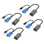 MT-VIKI 4 Pack USB VGA to RJ45 Dongle, Work for MT-VIKI CAT6 KVM Switch (1708MS-IP) Extend Distances up to 230ft/70m from KVM Console to Servers