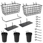 G.CORE Peg Board Organizer Accessories 18 Pack, Pegboard Hooks Assortment Peg Baskets Cups Hook Accessory Set, Various Tools Storage Arrange Kit for Garage Workshop Workbench Craft Room