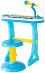 Lenoxx Children's Electronic Keyboard - 37 Keys, Stand, Stool, and Microphone Included. Engaging, Educational, and Fun Introduction to Music for Kids - Vibrant Blue