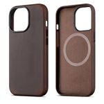 maogoam for iPhone 13 Pro Max Case Leather, Genuine Crazy Horse Leather Case for iPhone 13 Pro Max 6.7",Compatible with MagSafe, Indiana-Jones Style, Dark Brown