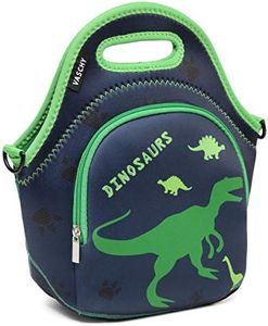 Lunch Bag for Kids, VASCHY Neoprene Insulated Lunch Bag for Boy Lightweight Toddler Lunch Box Bag with Detachable Shoulder Strap for Daycare Kindergarten Picnic Green Dinosaur