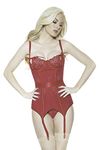 Coquette Women's Scalloped Lace Bustier, Cranberry, XL