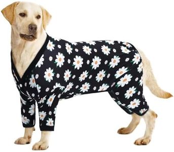 CuteBone Big Dog Clothes Pitbull Golden Retriever Post Surgery Suit Stretchy Calming Anxiety Pet Pajamas Shirts Shedding Suits Onesie for Medium/Large Sized Dogs Labrador Bully ZP19L