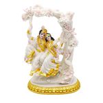 alikiki Indian God Radha Krishna Statue- 6.7”H Marble Look India Idol Radha Krishna Statue on Swing Hindu Murti Home Office Temple Mandir Pooja Decor Puja Item Diwali Wedding Gift