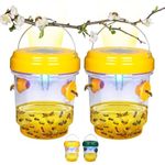 2Pack Wasp Trap, Solar Wasp Traps Outdoor Hanging, Wasps Catchers for The Garden, Reusable Yellow Jacket Repellent & Hornet Bait with UV LED Light Dual Entry Tunnels for Patio, Camping, Farm