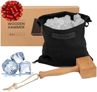 A Bar Above Wooden Ice Mallet and Lewis Bag, Includes Extra Large Manual Ice Crusher, Premium Canvas Lewis, Professional Grade Hammer, and Bag, for Bartender Kit, for Cocktails, 2 Pcs