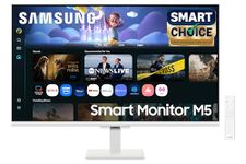 Samsung 32" (80cm) M5 Smart Monitor with Smart TV Experience (Smartchoice) |FHD 1920 x 1080|Screen Mirroring TV Plus|Speakers|Adaptive Sound|Wi-Fi|HDMI|Bluetooth|LS32FM501EWXXL|White