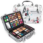 Vokai Makeup Kit Gift Set - Paris Travel Case 41 Eye Shadows 4 Blushes 5 Bronzers 7 Body Glitters 1 Lip Liner Pencil 1 Eye Liner Pencil 2 Lip Gloss Wands 1 Lipstick 5 Concealers 1 Brow Wax 1 Mirror