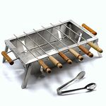 KWIKLANDER-Compact Portable Foldable Stainless Steel Tandoor Charcoal Free Standing Barbeque Bbq Grill Set With 6 Skewers, Tongs, Bag And Charcoal Tray For Home Outdoor Garden (44 X 28 Cm)