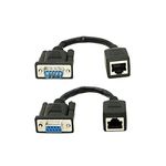 DB9 RS232 to RJ45, DB9 9-Pin Serial Port Female&Male to RJ45 CAT5 CAT6 Ethernet LAN Extend Adapter Cable-2pcs (2-Cable)