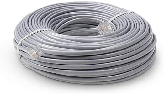THE CIMPLE CO Phone Line Cord 50 Feet - Modular Telephone Extension Cord 50 Feet - 2 Conductor (2 pin, 1 line) Cable - Works Great with FAX, AIO, and Other Machines - Grey/Silver