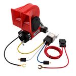 Car Air Horn 12V with Compressor and Relay, Compact Auto Horn Nautilus Super Loud Horn Kit for Truck Car Motorcycle(12V Red)