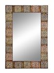 Deco 79 Metal Floral Wall Mirror with Embossed Metal, 24" x 2" x 36", Multi Colored