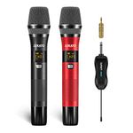 LEKATO Rechargeable Microphones, UHF Wireles Singing Microphone Dual Metal Cordless Microphone, Karaoke Mic Set for DJ Church Wedding, Meeting,Speech,Home Karaoke with Dual Jacks(6.35mm/3.5mm)