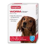 Beaphar WORMclear Tablets for Dogs, Kills all Common UK Intestinal Worms (Roundworms and Tapeworms), Vet Strength Treatment, Pork-Flavoured, 2 Tablets, Up to 20 kg