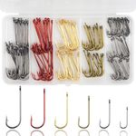 Aberdeen Fishing Hooks Kit 150pcs Long Shank Aberdeen Hooks Assorted Small Size Sharpened Live Bait Fishing Hook Set for Saltwater Freshwater Bass Catfish Trout Crappie Panfish