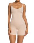 SHAPERX Bodysuit for Women Tummy Control Shapewear Mid-Thigh Seamless Full Body Shaper, SZ6224-Beige-L