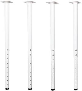 Jahof Adjustable Table Legs 22-36 inch (55-90cm), Metal Desk Legs Ø42/38 mm with Screws, Furniture Legs for Tabletops, DIY Desk, Home and Office (4pcs, White)