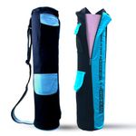 Friends Of Meditation Yoga Mat Bag - Full Zip Exercise Yoga Mat Gym Carrier Bag with Pockets and Adjustable Strap, Suitable for Most Yoga Mats for Men and Women (Blue)