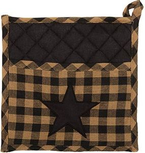 VHC Brands, Black Star, Cotton, 8x8, Pot Holder, Black