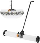 GARVEE Rolling Magnetic Sweeper, 36 Inch Magnetic Sweeper with Wheels and Adjustable Handle, Magnetic Pick Up Sweeper to Pick Up Nails with Quick Release Latch, 55-LBS Capacity (White, 36 Inch)