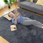 CHOSHOME Rugs Living Room Large Super Soft Grey Rug Large Fluffy Rugs Anti Slip Rug Area Rugs Plush Carpet Decor Rug Large Non Shedding Rugs Living Room Home Decor Durable Carpet (Grey,150 x 240cm)