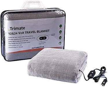 trimate Electric Car Heating Blanket Plush 3 Heat Settings, Auto Shutoff, Washable, 55 X 40, Plugs into Cars 12v and Trucks 24v Outlet, Great for Cold Weather, Tailgating, Emergency Kits, Gray