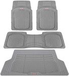 Motor Trend Premium FlexTough All-Protection Cargo Liner - DeepDish Front & Rear Mats Combo Set – w/ Traction Grips, Gray