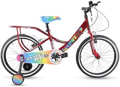 OXYGEN Trio 20T Kids Bicycle for Boys & Girls 5–10 Years, 20 Inch Single Speed Cycle with Training Wheels, Basket, Rear Carrier, High Tensile Steel Frame, Front & Rear Brakes, Red, Semi-Assembled