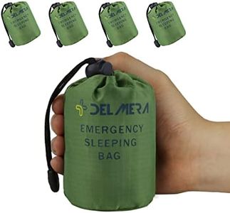 Delmera Emergency Sleeping Bag, Lightweight Survival Sleeping Bags Waterproof Thermal Emergency Blanket, Bivy Sack Survival Gear for Outdoor Adventure, Camping, Hiking, Green (Green- 4 Pack)