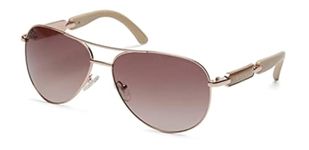 GUESS Women's Metal Sunglasses, Shiny Rose Gold/Gradient Brown, 60mm