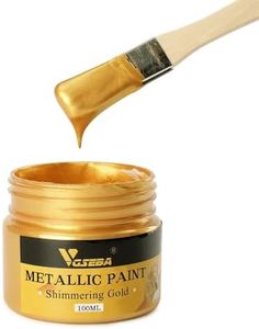 VGSEBA Vernice a Foglia D'oro - Doratura Acrilica per Dipingere, Pittura Acrilica, Pittura a Tempera, Per Legno, Carta, Tessuti, Metalli(Oro,100ml)