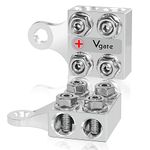 Vgate 8-Way Car Battery Terminal Distribution Block for Lithium or AGM Lead-Acid Battery with Bolt Down Ends or Threaded Studs, M10 or 3/8”-16