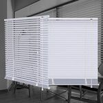 SEEYE Horizontal Venetian Slat Light Filtering Mini Window Blinds Cellular Shade Anti-UV Aluminum 34” W x 64” L,White