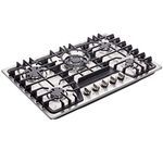 Deli-kit DK257-A03 30" LPG/NG Gas Cooktop Gas hob stovetop 5 Burners Dual Fuel 5 Sealed Burners Built-in Gas hob Stainless Steel 110V AC Pulse Ignition Gas Cooker Gas Stove with cast Iron Support